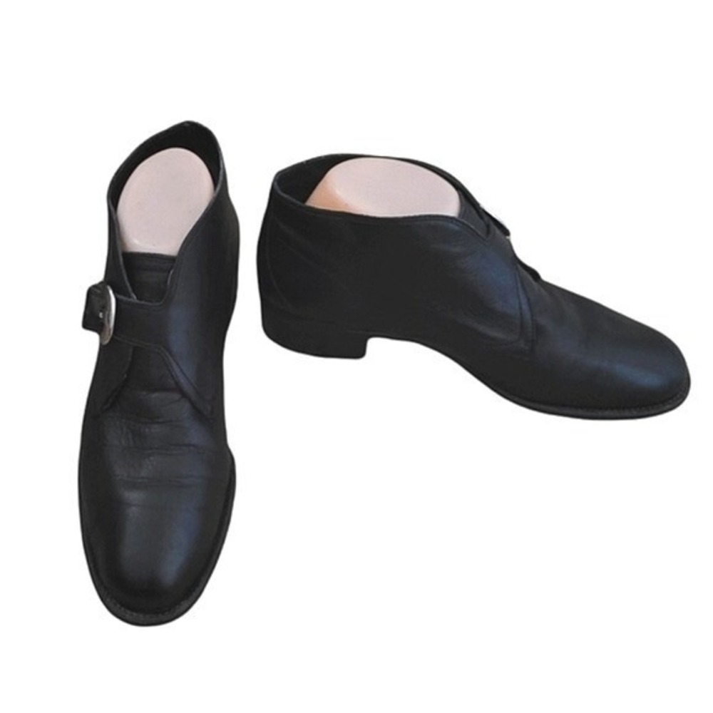Etienne Aigner Babs Black Leather‎ Monk Strap Ankle Boots Buckle Vintage